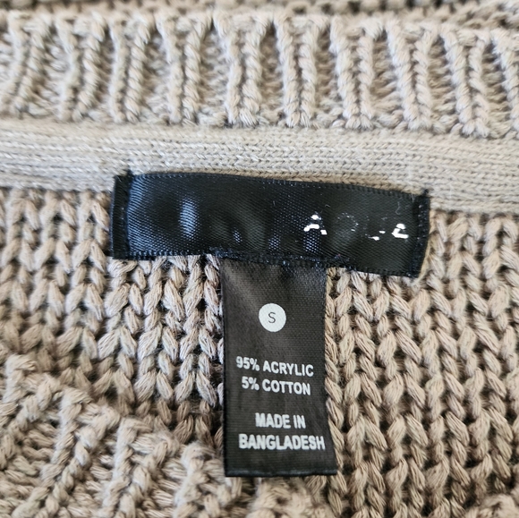 Crew Neck Cozy Brown Knit Sweater with Side Tie Detail Size S - Picture 4 of 7